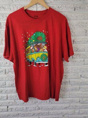 Scooby-Doo Christmas T-Shirt XXL Red 100% Cotton Unisex Holiday Graphic NOV43E